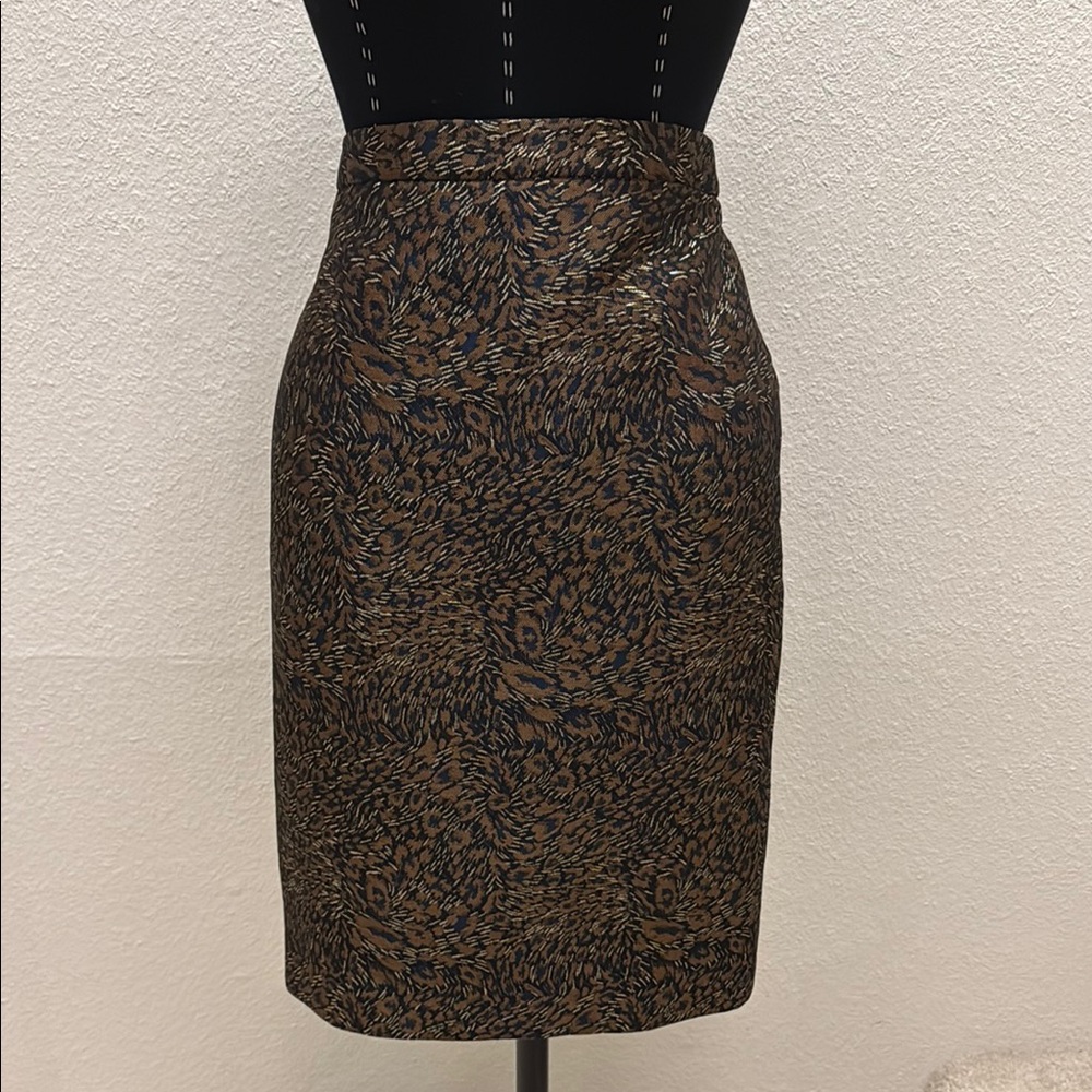 Pure Collection Gold and Navy Knee-Length Pencil Skirt